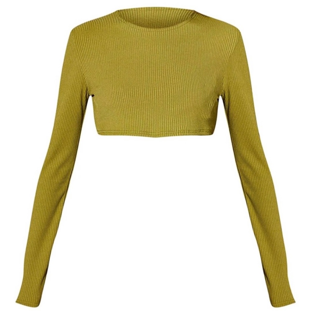 Brand new olive long sleeve crop shirts